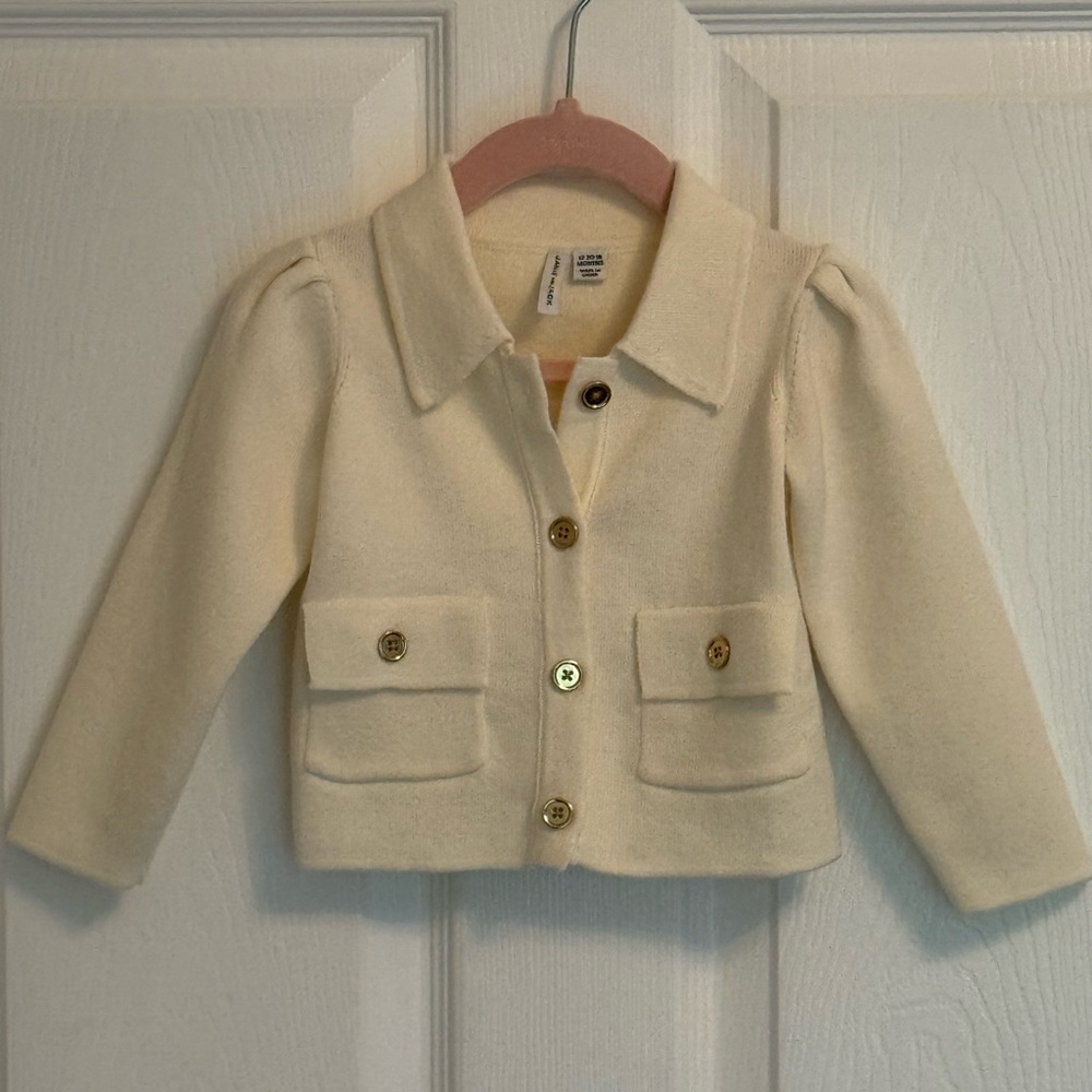 Janie and Jack Cream Sweater with Collared Neckline